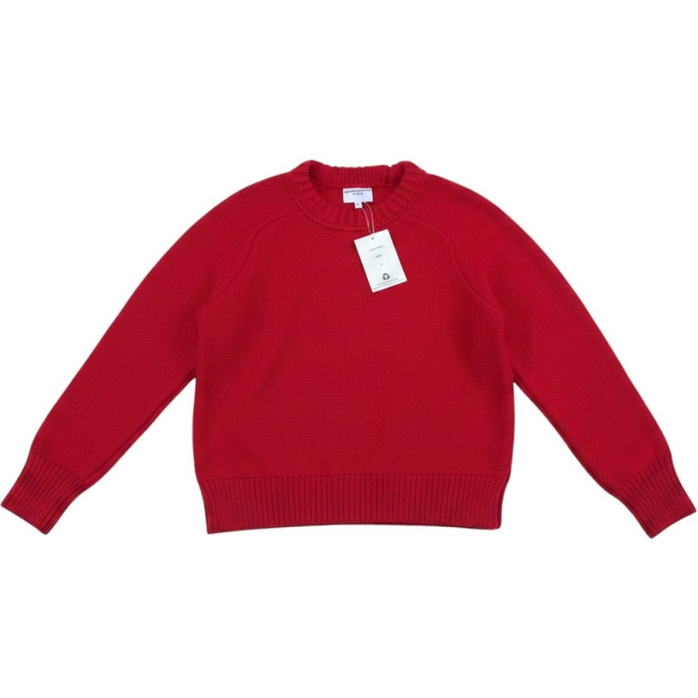 Willow & Wind Red Crewneck Raglan Sweater MS156044 Textured Knit Top